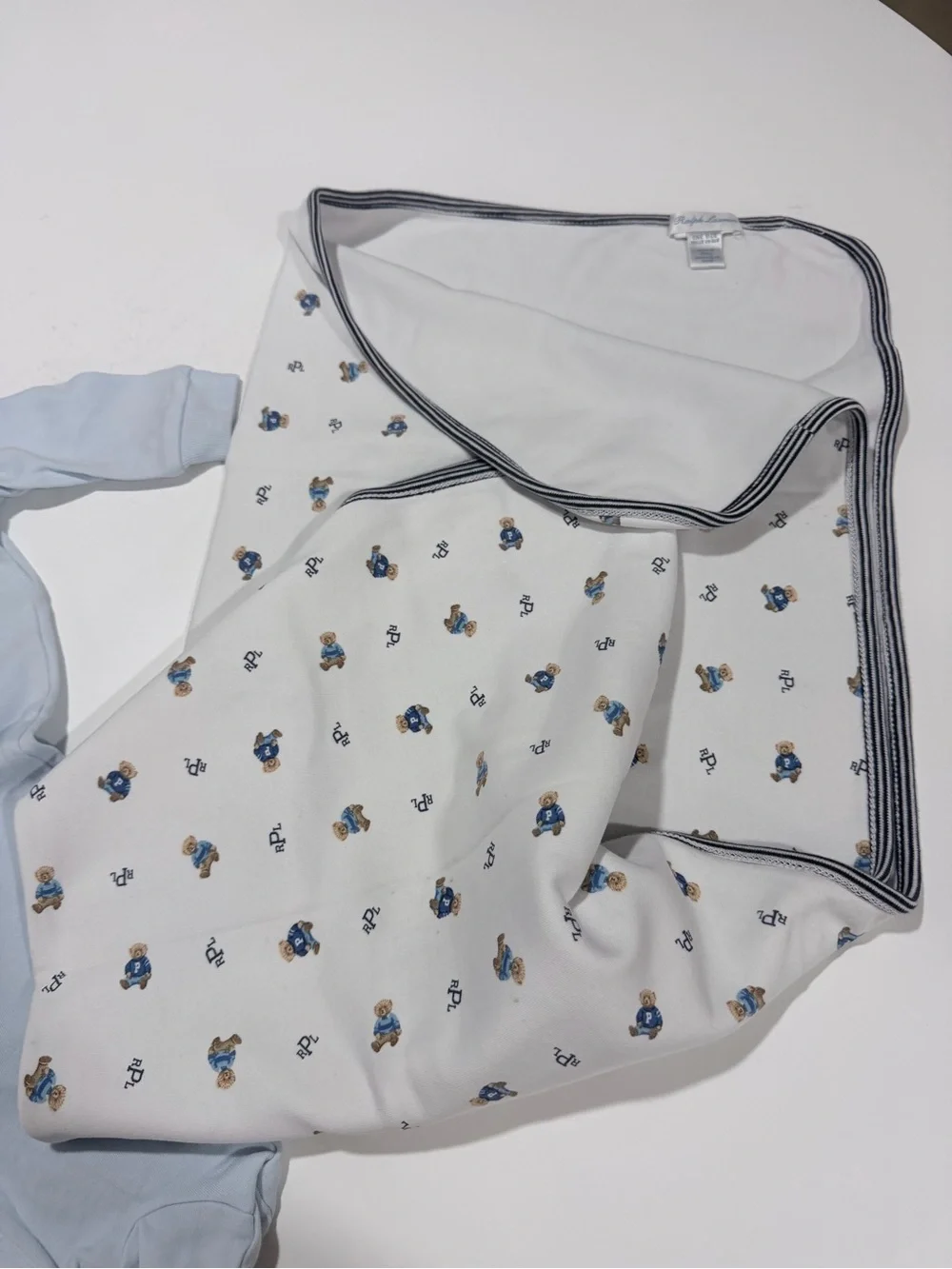 Ralph Lauren Baby Blue Polo Sweater with Polo Bear Embroidery